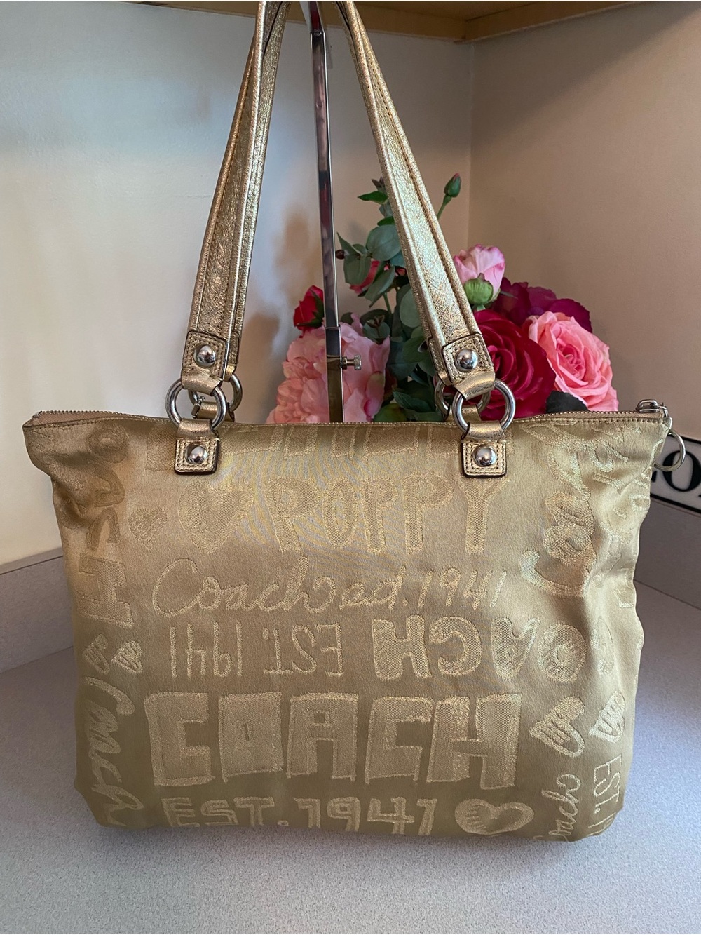 Coach Poppy Story Patch Glam Tote - Picture 3 of 15